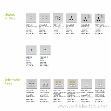 RJ11 TEL Socket and RJ45 LAN Socket Outlets